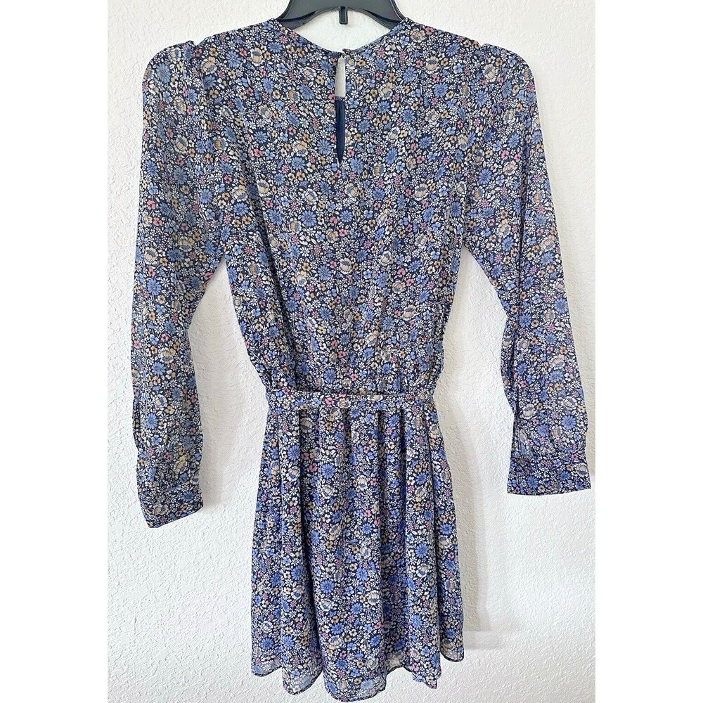 Michael Kors Women's Lined Floral-Print Dusty Rose Blue Mini Dress Petite S - Picture 9 of 10